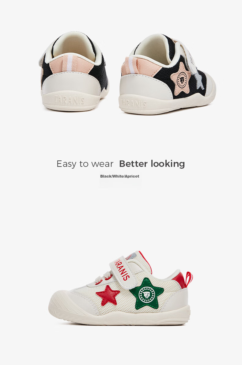TARANIS Toddler Shoes, Autumn Pre-Walking Shoes for Baby Boys And Girls, Soft-Soled Barefoot Shoes for Infants Learning to Walk And Stand, White/red/green, Size 19 29