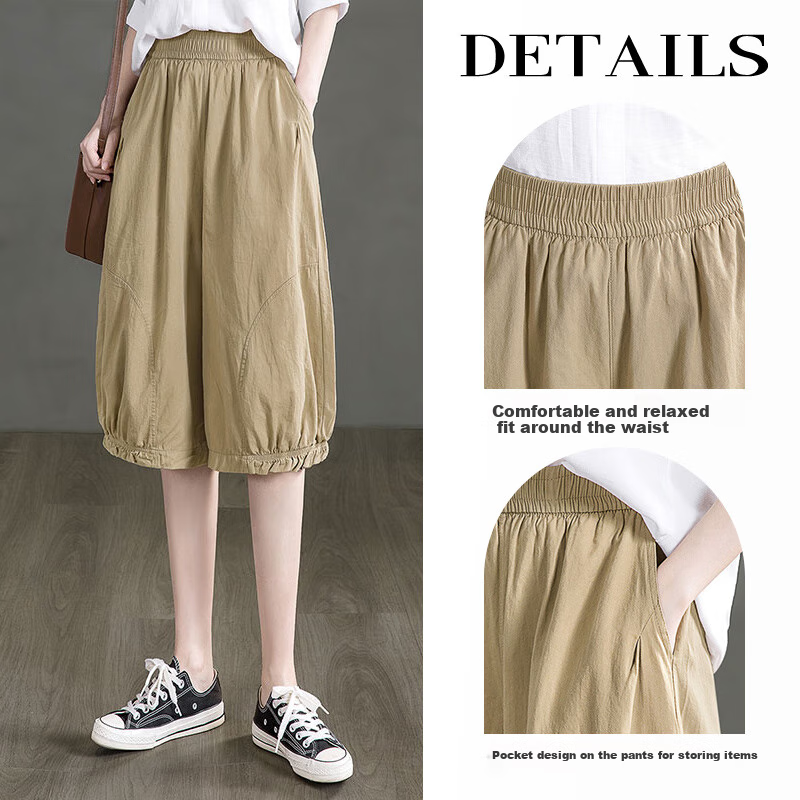 Siboshe Elastic Waist Wide-Leg Pants, Summer 2026 Collection, Loose-Fitting Tapered Leg Casual Pants with Pleats