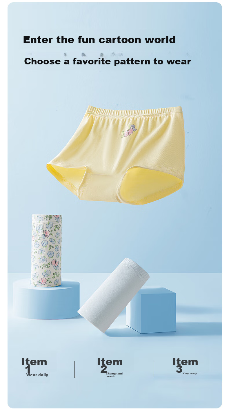 BALABALA Girls' Cotton Boxer Briefs, Children's Shorts, Big Kids' Comfortable Underwear, Baby Three-Pack, 208924170036 10