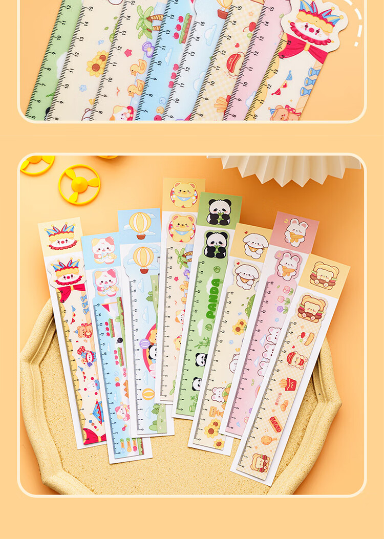 Yuhe Magnetic Flexible Ruler, Bendable up to 15cm, Multifunctional Fun Cartoon Straight Ruler, Drawing Ruler, Student Learning Supplies, Children's Reward Stationery, Children's Day And Back-To Gift, 5 Styles, 1224 9