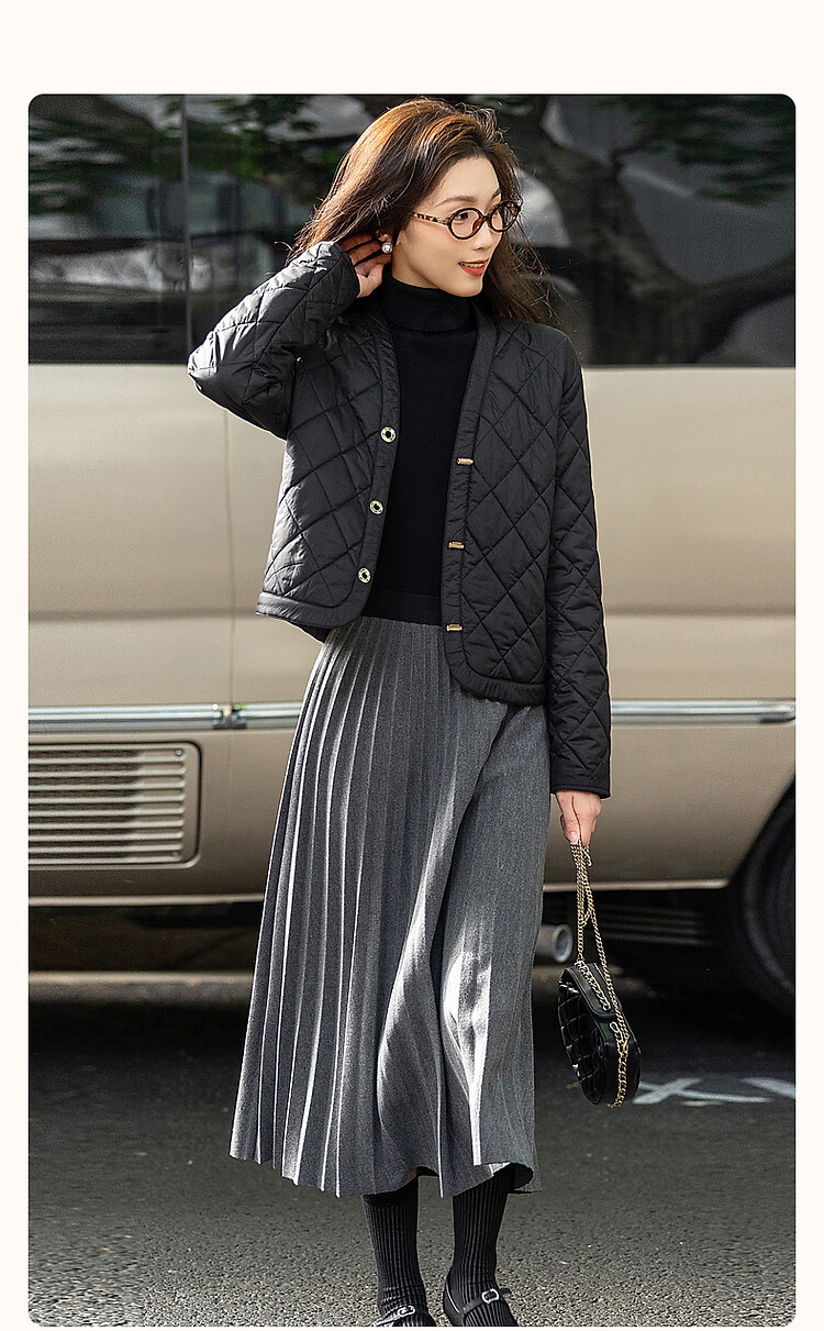 Dme [Laoqian Yinxiang] Winter Luxury Matte Light Luxury 400T Spring Yarn Diamond-Quilted Women's Cotton Jacket 2