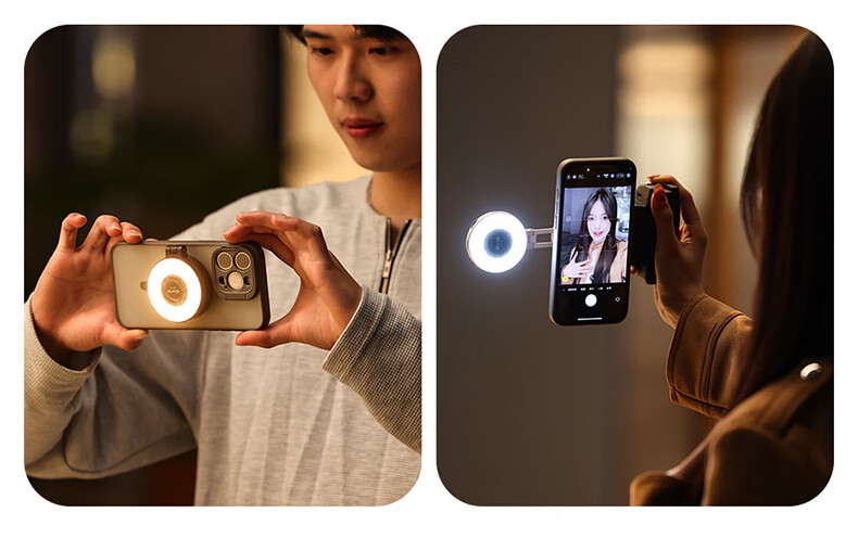 Ulanzi LM23 Magsafe Magnetic Panda Light Three-Color Temperature Fill Light Soft Beauty Lighting for iPhone 16 Selfie Photography Live Streaming Outdoor 11