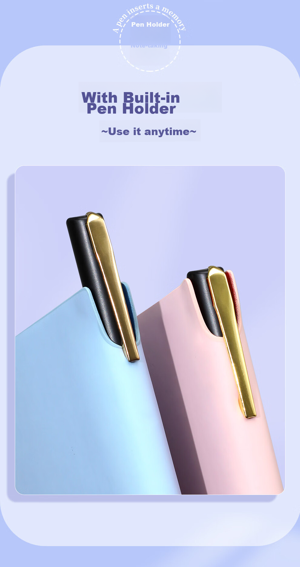 Faramon A5/96 Sheets Morandi Series Notebook with Pen Holder, Leather Cover, Soft Texture, High-Quality Diary Stationery A5-Moon Rock Gray 4