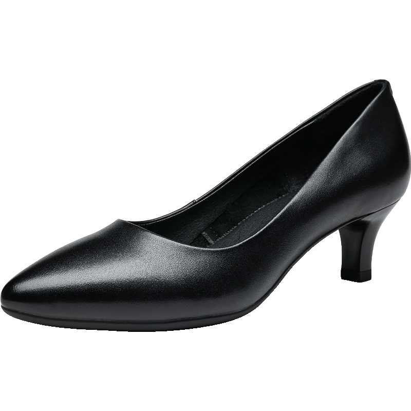 RED DRAGONFLY Official Exam Interview Commuter Leather Shoes, Shallow Mouth Thin Heel Pumps for Women, Formal Pointed High Heels WDB9247, Black, Size 37