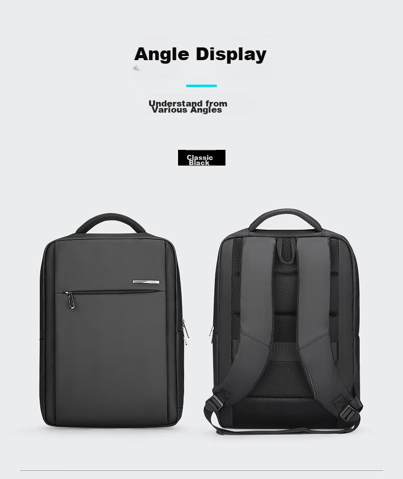 MARK RYDEN Backpack for Men, Casual Multi-Functional Laptop Bag, Travel Bag, Student Schoolbag MR2900 Elegant Black Standard Style 17