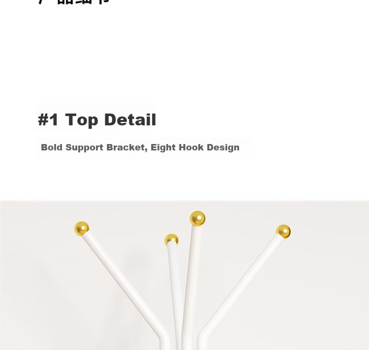 Anerya Iron Coat Rack, Floor-Standing Bedroom Clothes Hanger, Simple Indoor Multi-Hook Garment Stand, Luxury White Versio 11