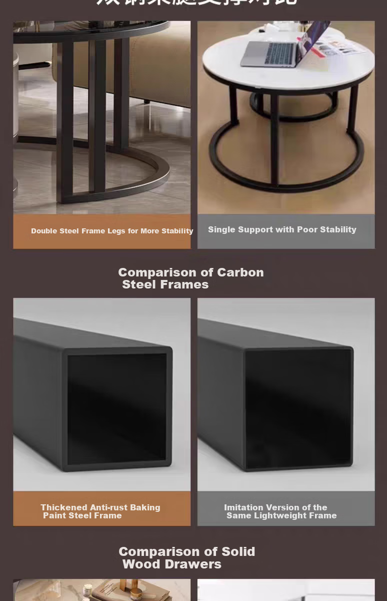 Gupujia Rock Slab Coffee Table, Living Room Modern Minimalist Light Luxury, Small Apartment Reception Tea Table, Sofa Glass Side Table, Balcony Small Corner Table 7