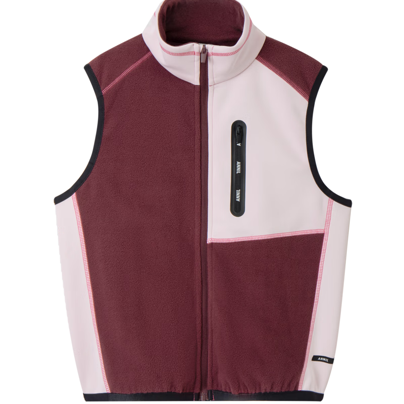 Annil Children's Clothing, Boys And Girls Stand-Collar Vest, 2024 Autumn New Style, Shihyun Red, Size 110