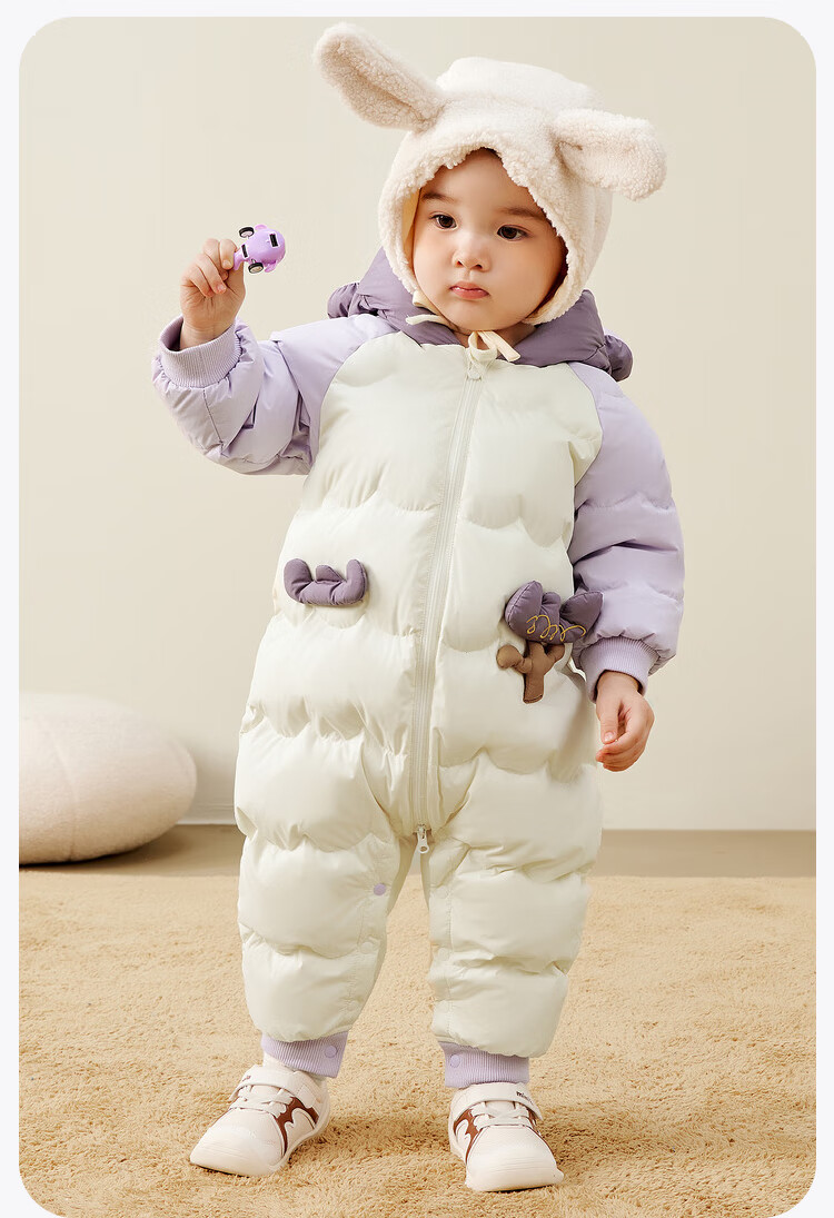 Minibala Newborn Baby down Jacket Onesie, Outdoor Wear for Boys And Girls, White Duck down Winter Coat 19