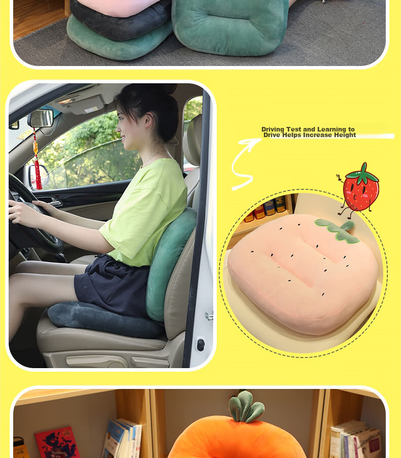 Buleishen Car Seat Cushion, Height-Increasing Pad, All-Season Ventilated Seat Cover, Lumbar Support, for Driving Practice, Car Exam, Anti-Slip Mat 10