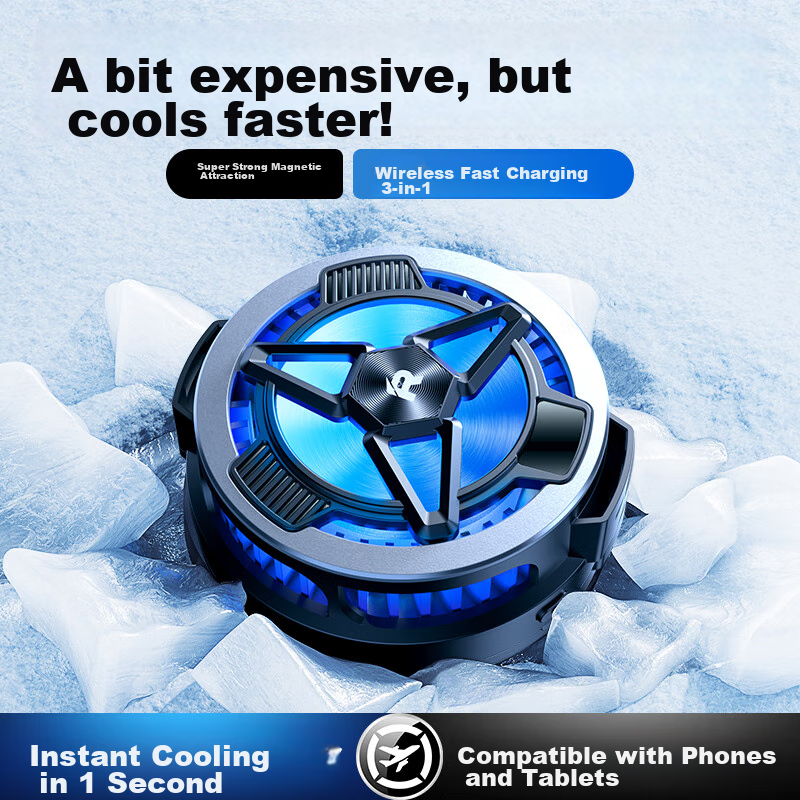 REMAX REMAX [E-Sports Grade Cooling | Frost-Cooled] Phone Cooler Magnetic Ice Seal Back Clip Compatible with Black Shark, Red Magic, Apple 15, Huawei, Xiaomi Phones And Tablets
