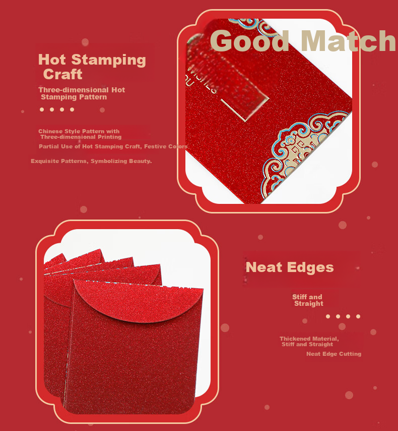 Modouyu Wedding Red Envelopes, "100 Years of Happiness" Design, 6 Pieces, for Weddings, Engagement, And Family Visits, Red Envelopes for Cash Gifts, Hundred Yuan And Thousand Yuan Denominations 7