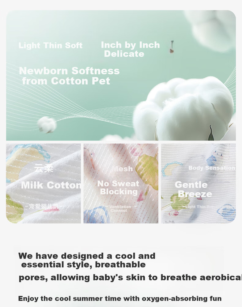 Shiyuejiejing Baby Romper, Summer Thin Style, Infant Onesie, Newborn Pure Cotton Mesh Short-Sleeve A-Class Bodysuit 1