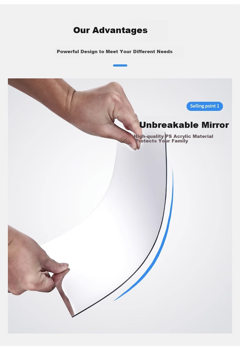 Lingchen Self-Adhesive Full-Length Mirror, No Drilling Required, Acrylic Anti-Breakage Mirror, Dressing Mirror for Rental Apartments, 30*30cm Trendy Wall-Mounted Soft Acrylic Mirror 6