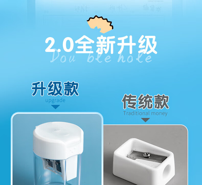 M&G Dual Hole Pencil Sharpener, Portable Large Capacity Pencil and Colored Pencil Sharpener, APS912B1, 1 Piece 2