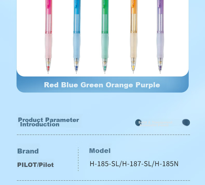 PILOT [Best Seller], Retractable Mechanical Pencil, for Primary School Students And Children, Exam Pencil, Stationery, Sketching Pencil, Ergonomic Design with Eraser, Extendable Tip H-185, 0.5mm, Purple 12