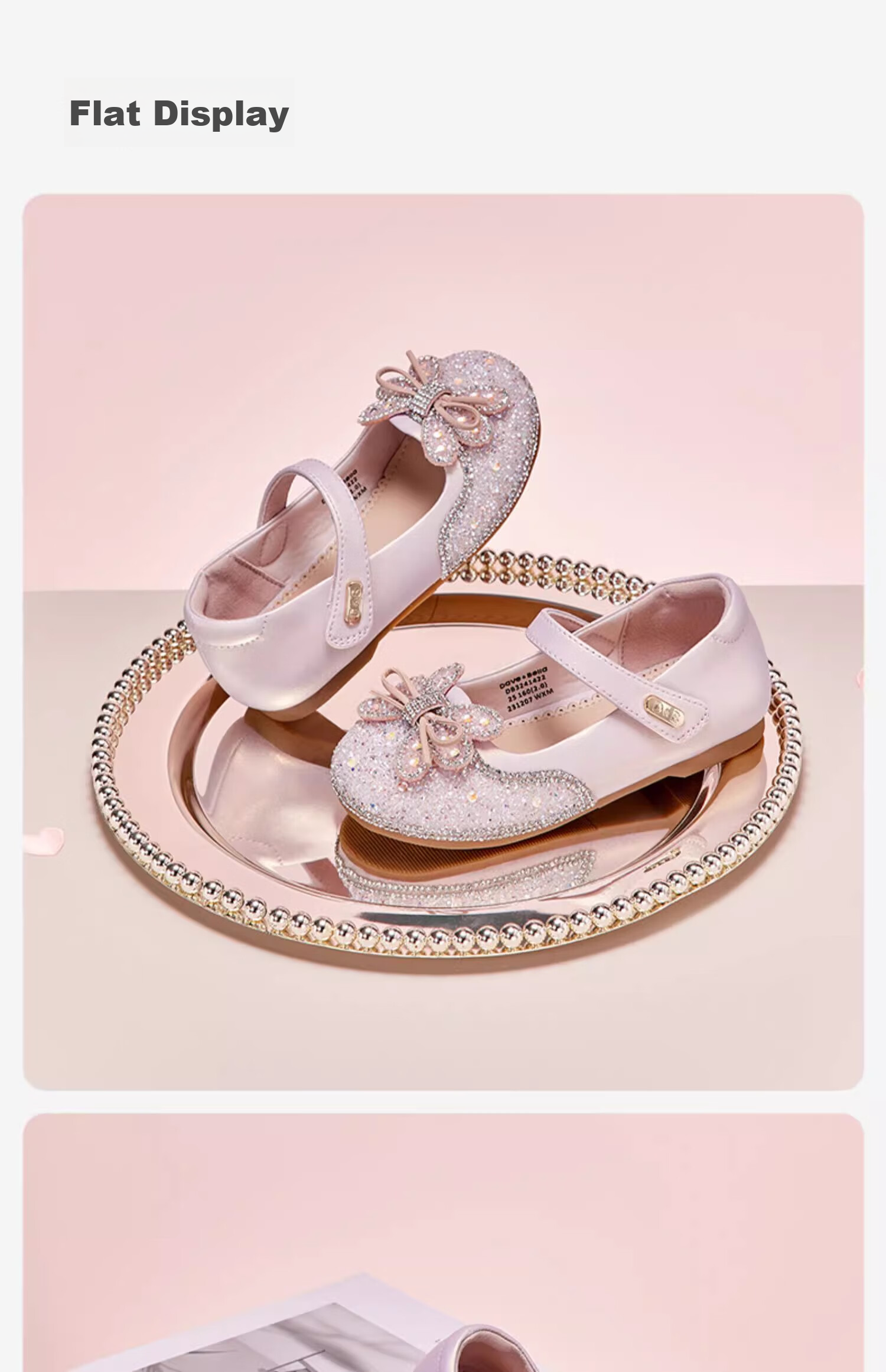DAVE & BELLA Children's Leather Shoes, Girls' Princess Shoes, Sparkling Crystal Shoes, Spring And Autumn Baby Performance Shoes 11