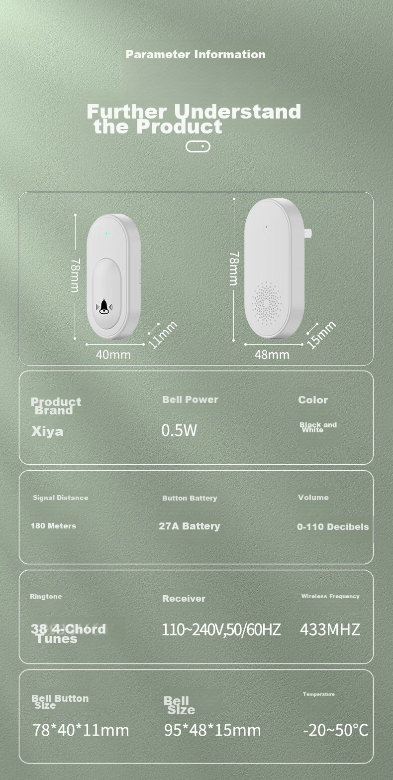Xiya Wireless Doorbell, Elderly Call Button, Home Emergency Button for Seniors, Remote Control One-Button Emergency Alarm for Patients 13