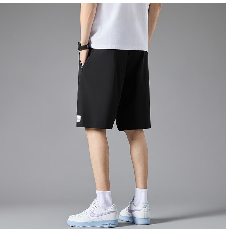ROMON Men's Shorts, Summer Quick-Dry Ice Silk Elastic Cool Casual Five-Point Shorts, Men's Clothing LM2023 Gray L 3