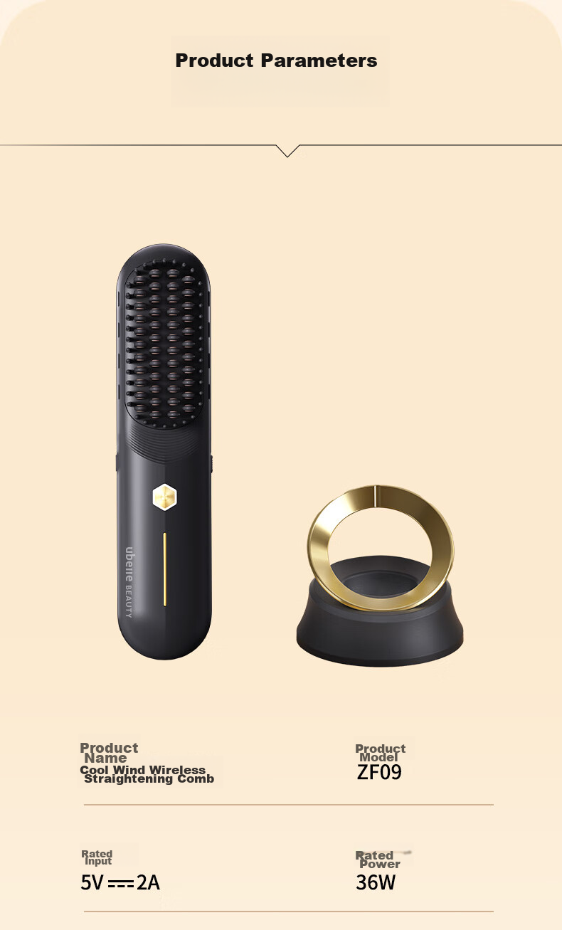 UBelle [Mid-Autumn Festival Gift] Cold Wind Wireless Straight Hair Brush, Negative Ion Hair Care, Non-Damaging Straightening Iron, Portable One-Comb Instant Smoothness, High Crown Frizz Improvement, Birthday Gift for Girlfriend 25