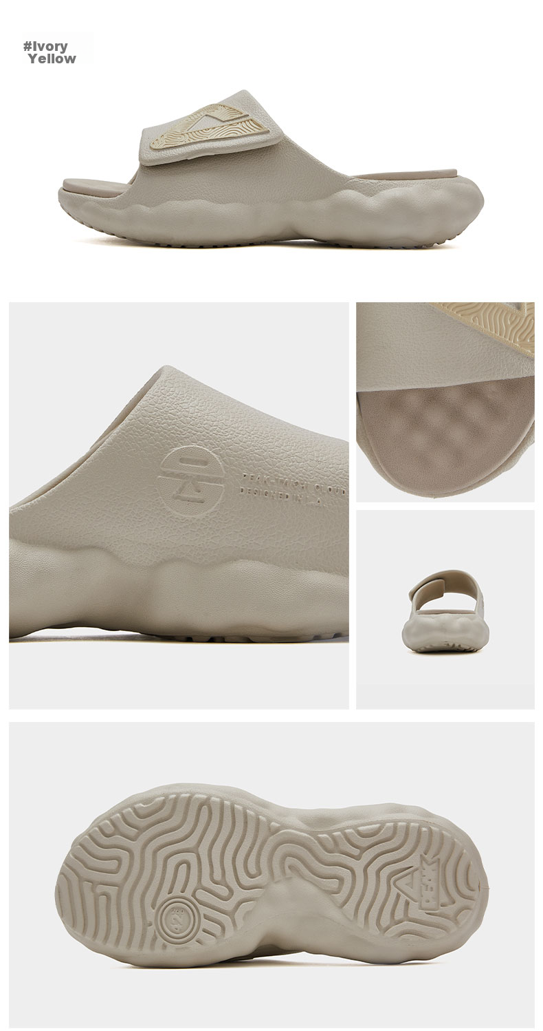 PEAK Taiji Cloud Slippers for Men, Summer Velcro Outdoor Wear, Thick Sole Soft Elastic Casual Couple Sports Slippers ET23027L 22