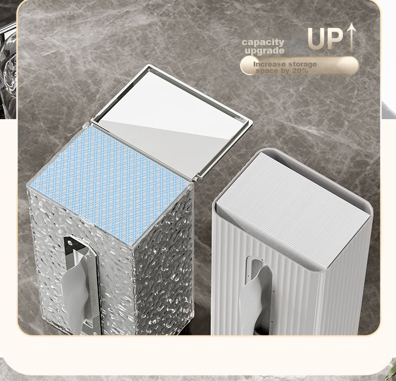 Bydoll Facial Tissue Storage Box, Wall-Mounted Anti-Drop PET Material Adhesive Holder for Bathroom And Living Room 5