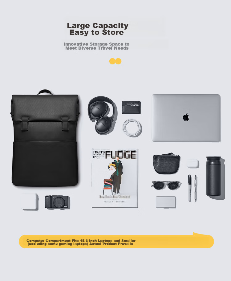 LEVEL8 Laptop Backpack, Stylish Casual 15.6-Inch Notebook Bag for Men And Women, Wujie Series Backpack, Black 6