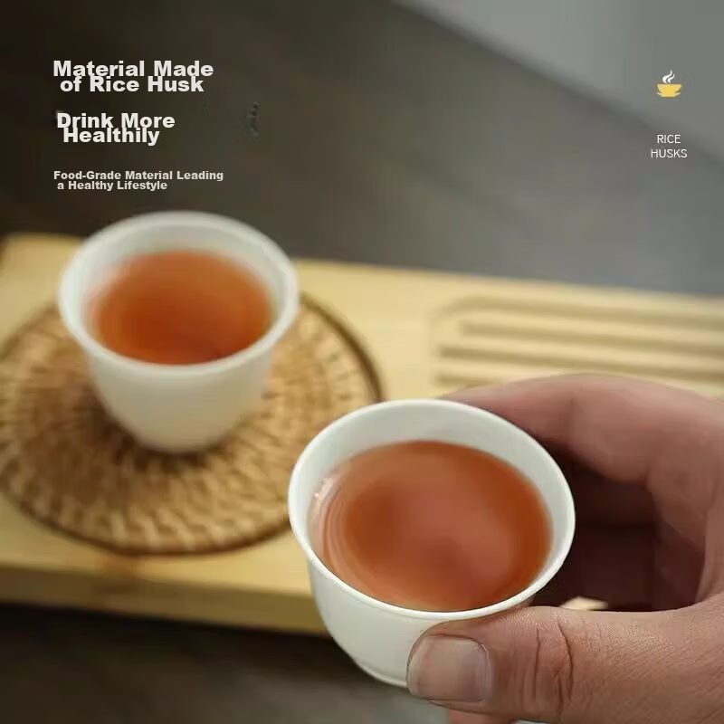 Xiduomi Disposable Tea Cups, Kung Fu Tea Set, Rice Husk Cups, Kung Fu Tea Ceremony Small Cups And Bowls, High-End Heat-Resistant, with Premium Storage Rack