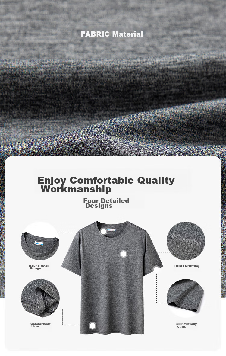 Columbia Men's T-Shirt 26 Spring Summer Outdoor Sports Quick-Dry Breathable Crew Neck Short Sleeve AJ1419 010 L 4