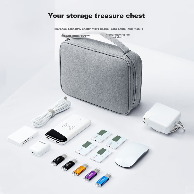 BUBM Cable Management Pouch, Laptop Charging Cord Portable Power Bank Hard Drive Travel Organizer Bag Accessory Pouch, Single Layer Medium Size, Gray
