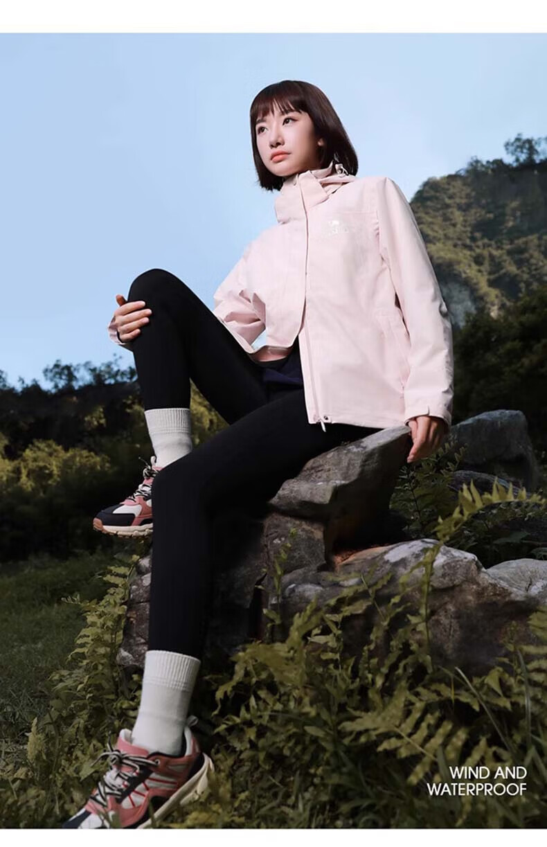 CAMEL Fleece-Lined Three-In Waterproof And Warm Mountaineering Jacket TR057, Wood Gray, Women's XXL 16