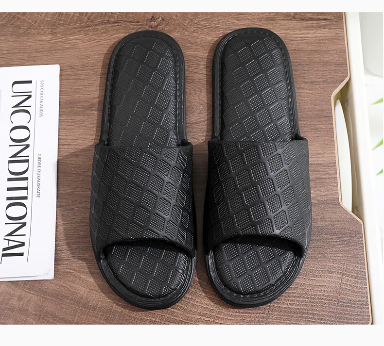 GUOLUOFEI Foldable Portable Ultra-Light Slippers for Travel And Business Trips, Hotel Summer Bathroom Slippers for Women And Men, Black Size 38-39 3