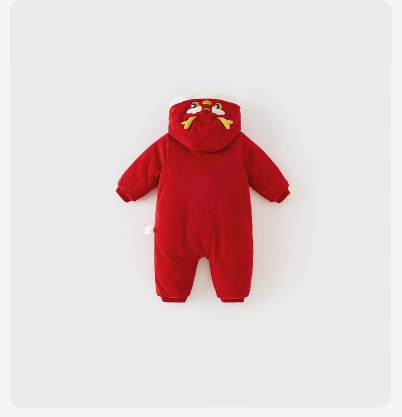 DAVE & BELLA Newborn Chinese-Style New Year Outfit, Warm Winter Clothing, Red Baby Boy Infant Clothes, New Year Onesie 16