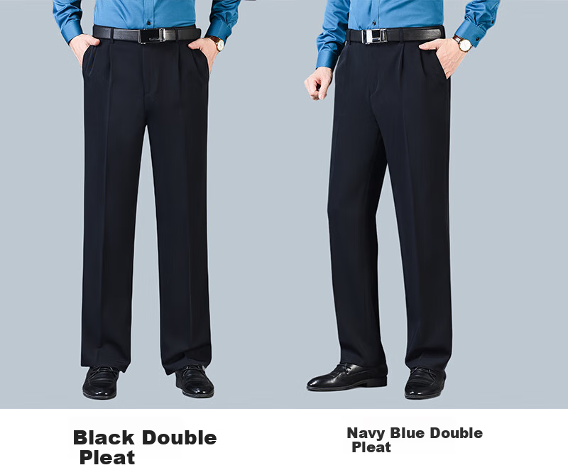 Ayoupang Spring And Summer Business Plus-Size Dress Pants for Men, Wrinkle-Resistant No-Iron Double Pleated High-Waist Deep Casual Trousers, Black, Size 33/2, 6 Feet 4