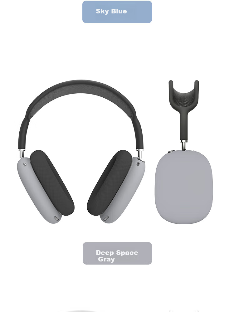 ESCASE AirPods Max 2nd Generation Protective Case, Compatible with Apple First And Second Generation Wireless Noise-Cancelling Earphones, Silicone Ear Covers, Headband Ear Caps, Anti-Scratch Full Coverage Three-Piece Set, Sky Blue 11