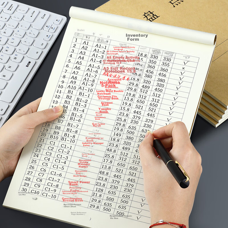 Jiaranheng 3-Pack A4 Large Inventory List, Stock Detail Register, Product Inbound/outbound Statistics Sheet, Sales And Purchase Record Book, Warehouse Inbound/outbound Record Book, Monthly Report