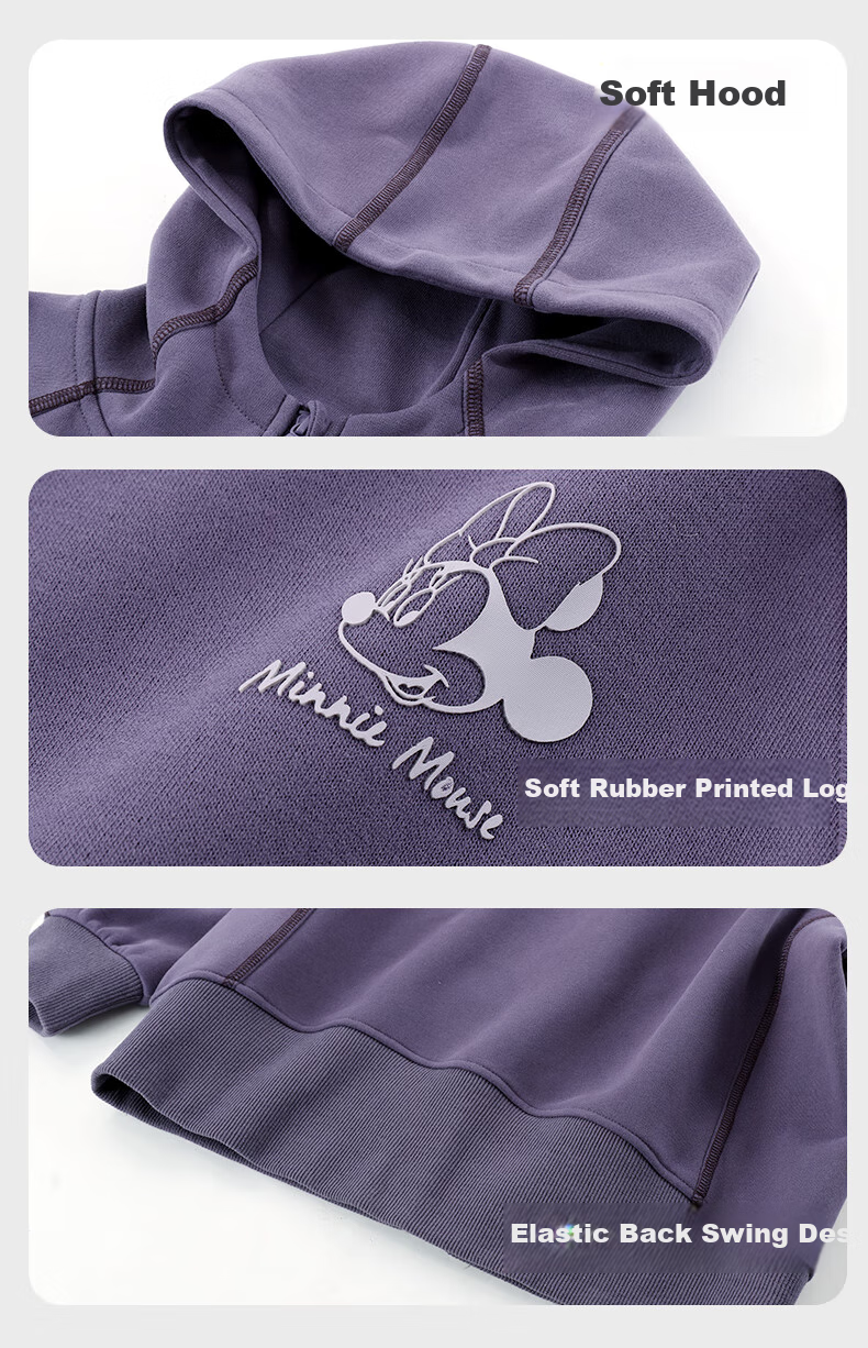Disney Girls' Jacket, Spring And Autumn Children's Hooded Sweatshirt, Casual Sportswear for Older Kids, Clothing Item L2003, Dark Purple, Size 170 2