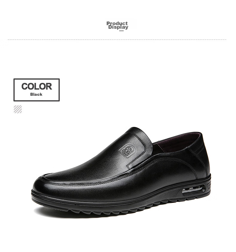 LAORENTOU Leather Shoes for Men, Top-Grain Cowhide Business Casual Shoes, Comfortable Breathable Slip-On Men's Shoes 510904419 Black Size 40 20