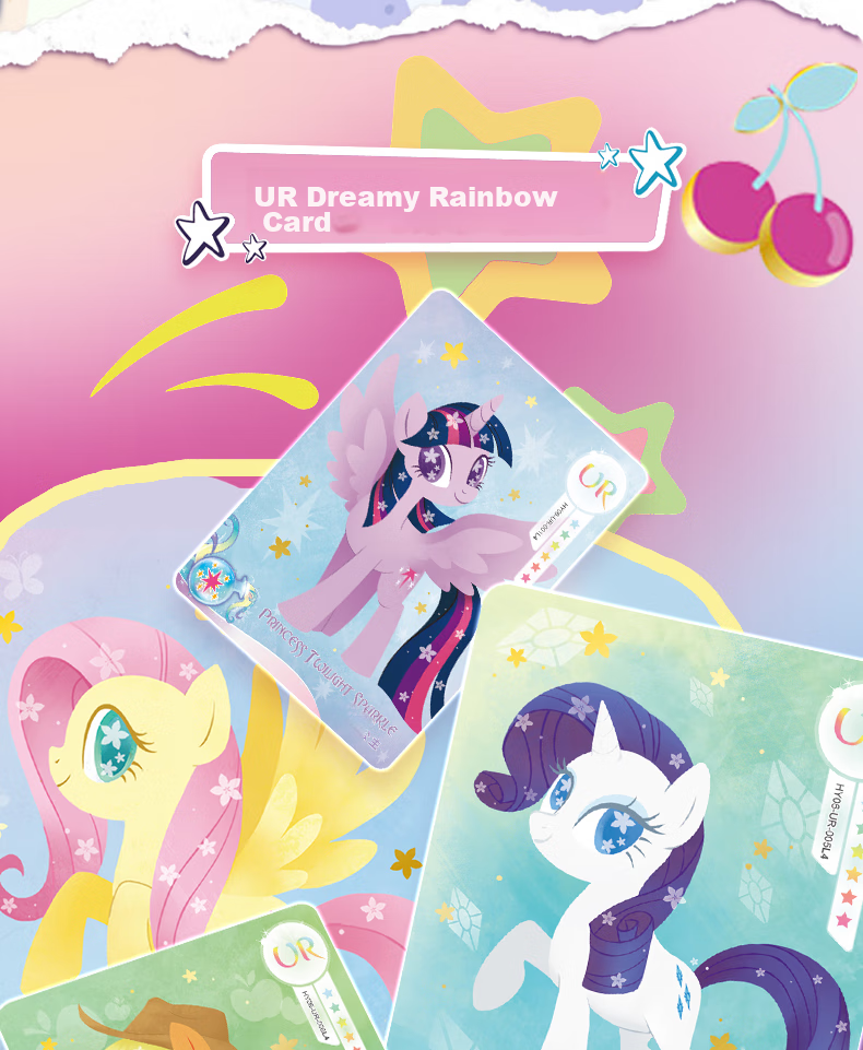 Kayou My Little Pony Card Game Full Box Fun Pack with 3 Rounds, Official My Little Pony Black-Backed CR Cards 3