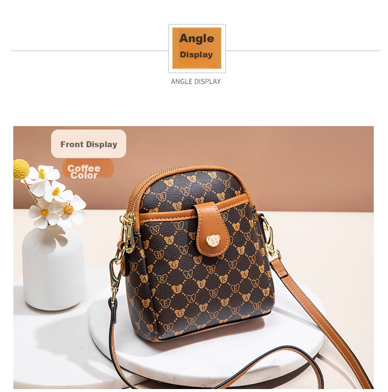 Xiaoxiongyilian Shoulder Crossbody Mini Bag for Women, Phone Pouch, Fashionable Versatile Mini Handbag, Printed Bucket Bag, Valentine's Day Gift 18