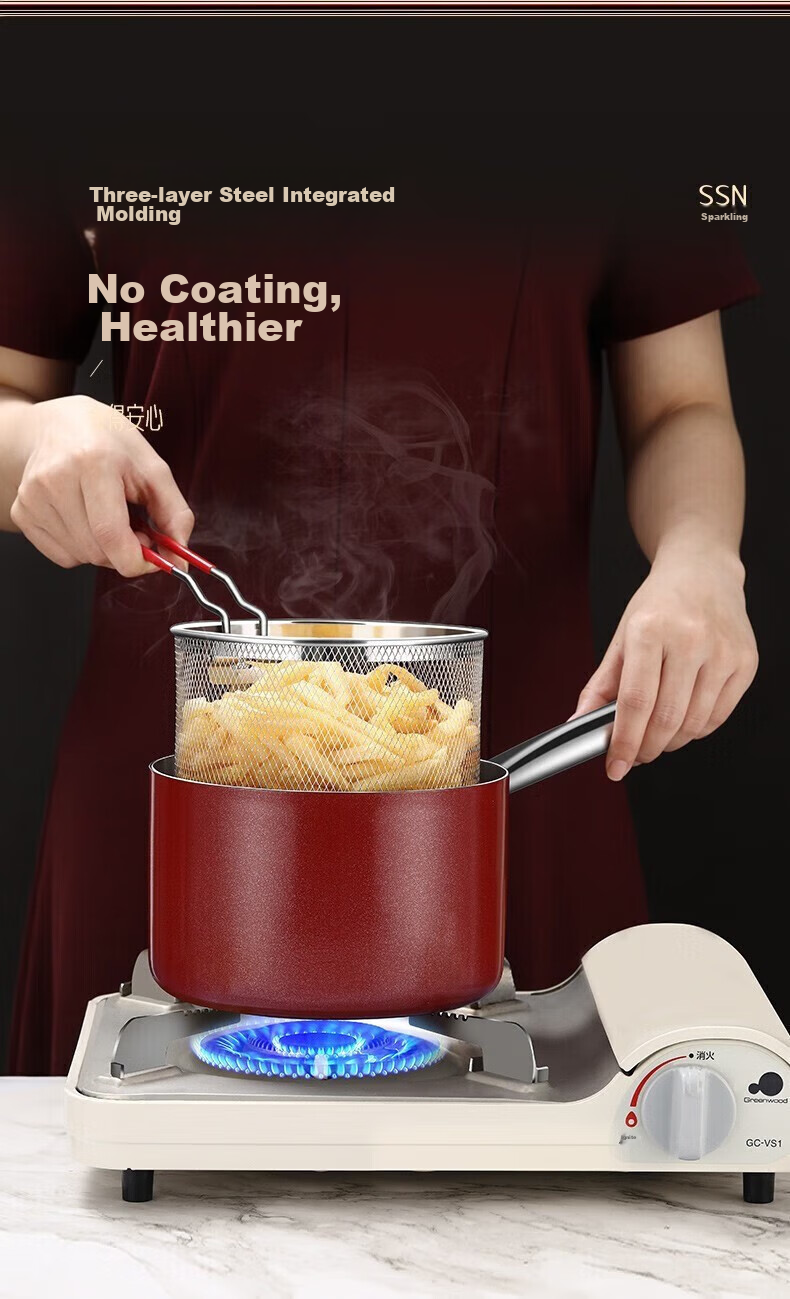 SSN Deep Frying Pan, Home Use for Fried Balls, Specialized Small Oil Fryer Pot, Deep-Frying Kettle, 16cm 1