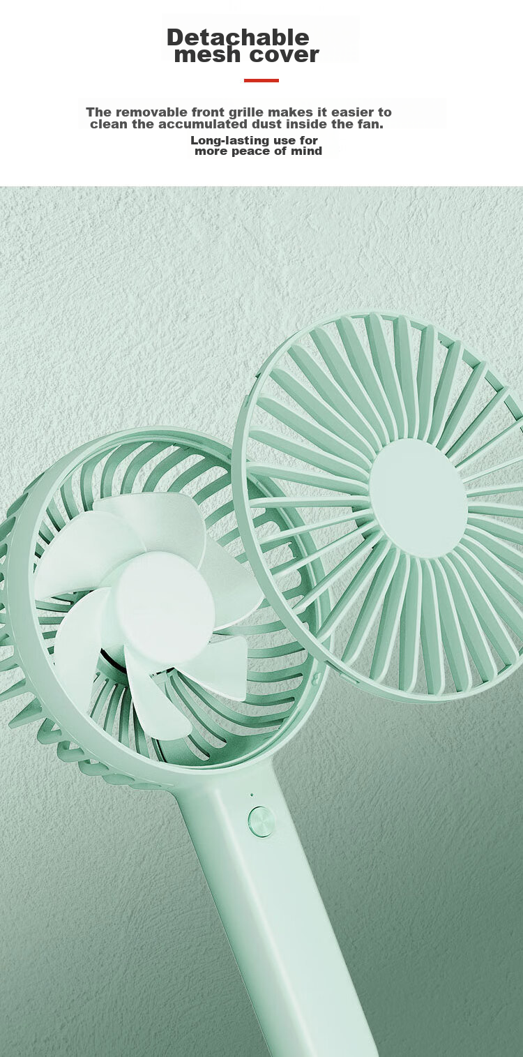 JD Original Handheld Desktop Dual-Use Portable Mini Fan, USB Rechargeable Quiet High-Power Electric Fan, Compact Personal Outdoor Camping Mini Desktop Fan, Mint Gree 13