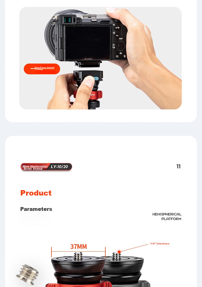 Fotopro LY-10pro Universal Photography And Video Camera Mirrorless Hydraulic Tripod Ball Head Mini Spherical Level Bowl Base 11
