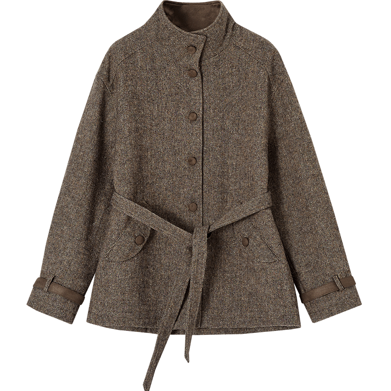 Demana [Barn Style Outfit] Winter Vintage Workwear Old Money Feel Shearling Wool Stand Collar Loose Mid-Length Women's Coat