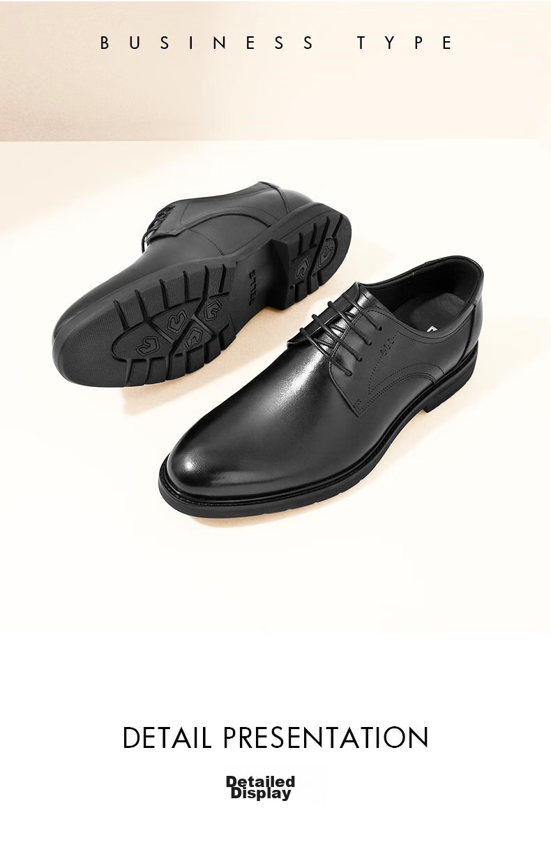 Belle Men's Shoes, Business Leather Shoes, Cowhide Leather, Men's Commuter Work Formal Shoes, Wedding Shoes A0558, Black, Size 40 11