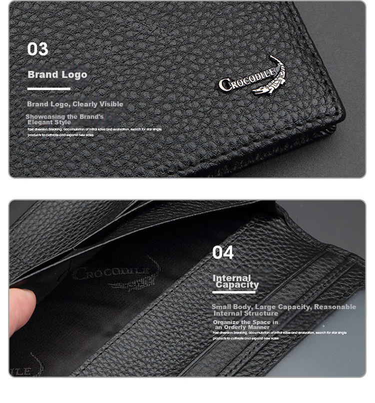 CROCODILE Top-Grain Leather Crocodile Pattern Stylish Men's Long Wallet Vertical Style Billfold Men's Birthday Gift for Boyfriend CT090 16