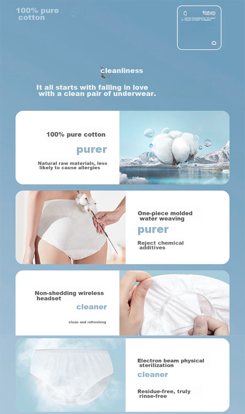 LangSha Disposable Women's Underwear, 5-Pack, Pure Cotton, No-Wash, Sterile, for Business Trips And Travel, Large Size, for Postpartum Women, Maternity, Daily Disposable Panties 11