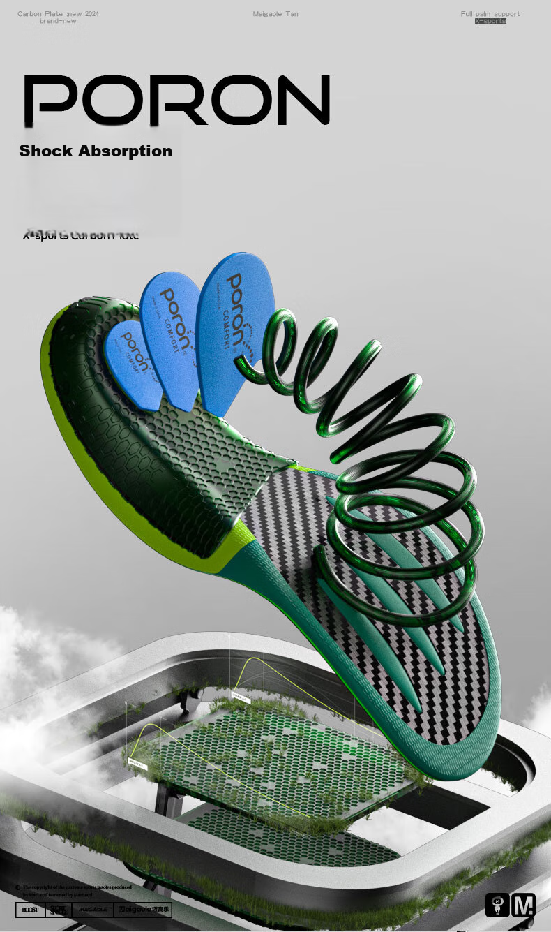 Maigaole Racing Shoes Insoles for Marathon, Full-Length Carbon Plate, Running Speed Enhancement And Rebound, Red, Size 39-40 7