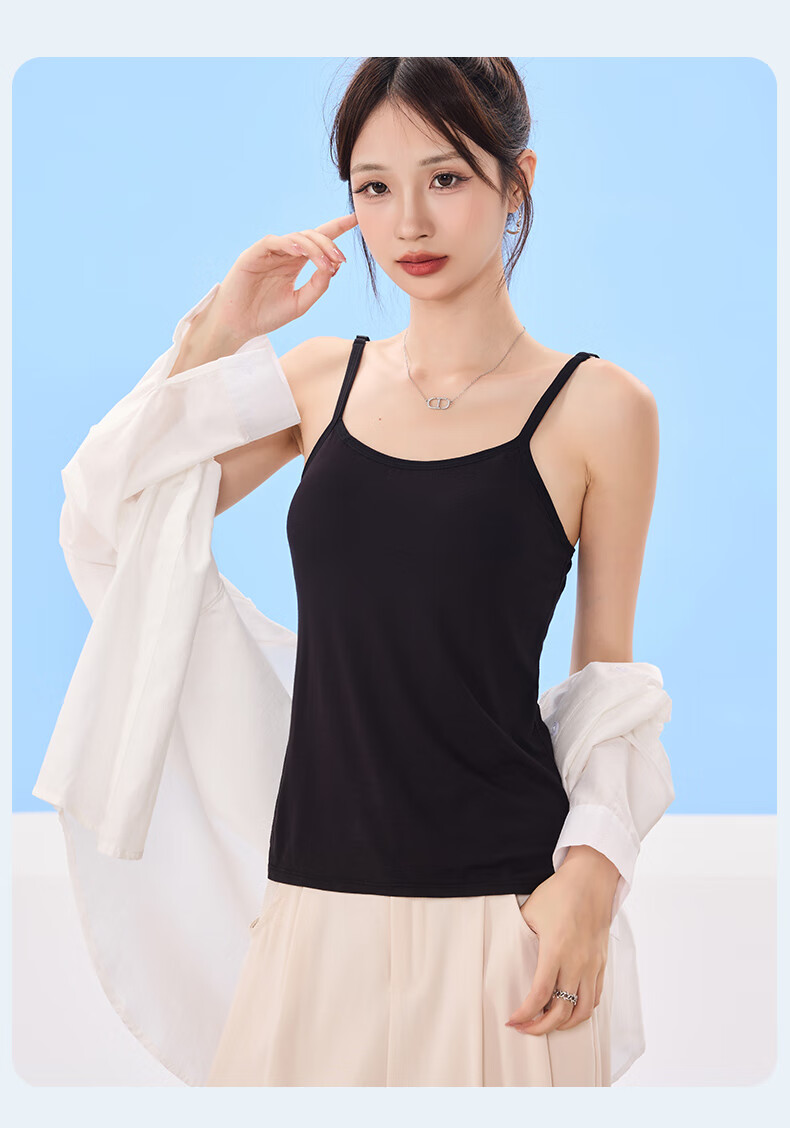 Ziyouxi Women's Summer Camisole with Chest Pad, Stylish Back Design, Versatile Innerwear and Outerwear Tank Top 13