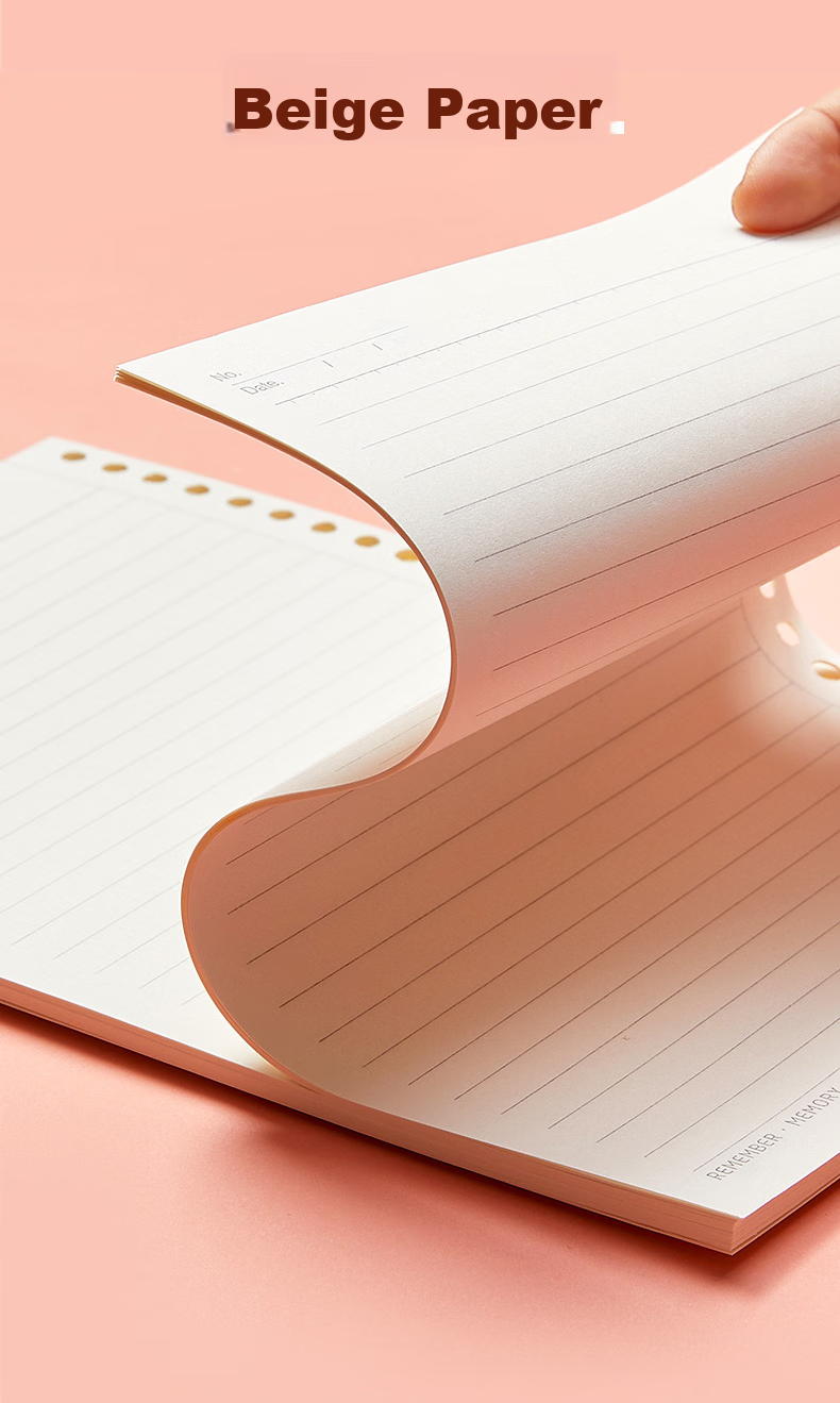 Wengu Loose-Leaf Notebook, Handwritten B5/60 Sheets, for Notes And Diary, Suitable for Middle And High School Students, Office Meeting Use, Detachable with 26 Holes, Includes Index Dividers, Ruled B17-B5/B Pink 10